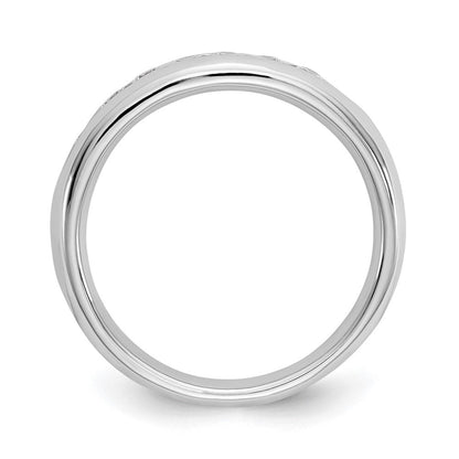 14K Weißgold Ehering mit 7 natürlichen Diamanten in Kanalfassung