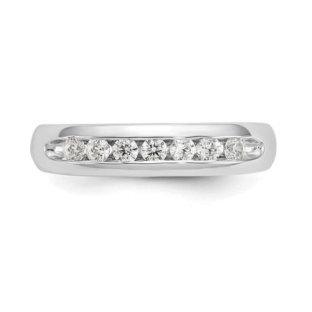 14K Weißgold Ehering mit 7 natürlichen Diamanten in Kanalfassung