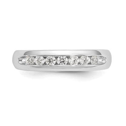 14K Weißgold Ehering mit 7 natürlichen Diamanten in Kanalfassung