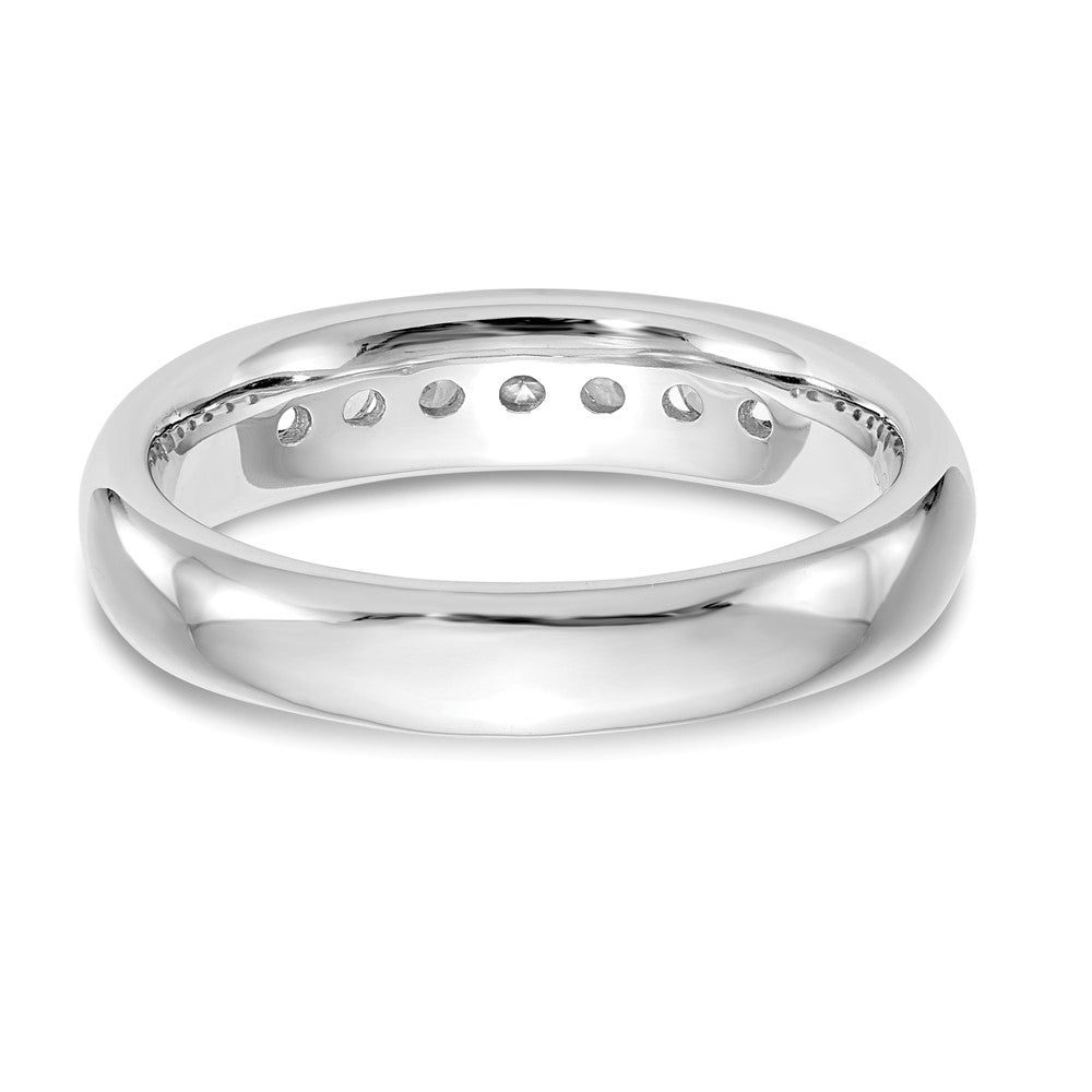 14K Weißgold Ehering mit 7 natürlichen Diamanten in Kanalfassung