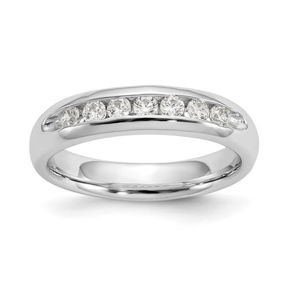 14K Weißgold Ehering mit 7 natürlichen Diamanten in Kanalfassung