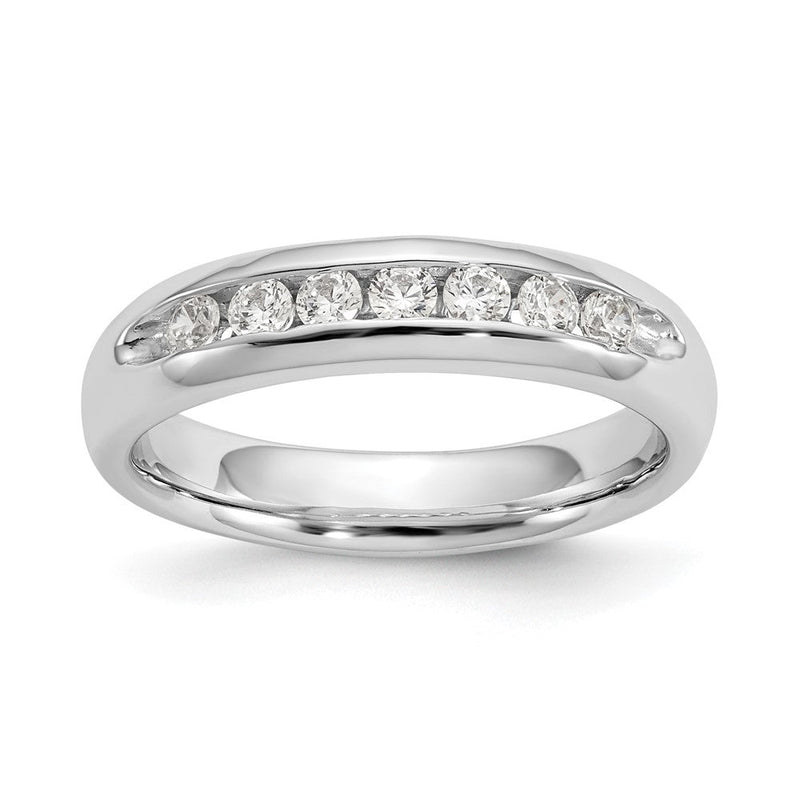 14K Weißgold Ehering mit 7 natürlichen Diamanten in Kanalfassung