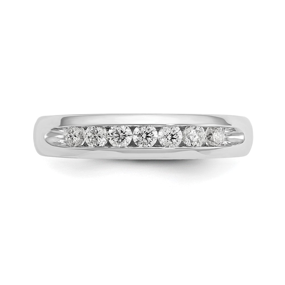 14K Weißgold Ehering mit 7 Diamanten in Kanalfassung