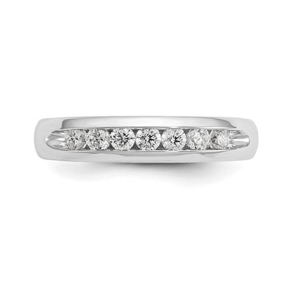 14K Weißgold Ehering mit 7 Diamanten in Kanalfassung