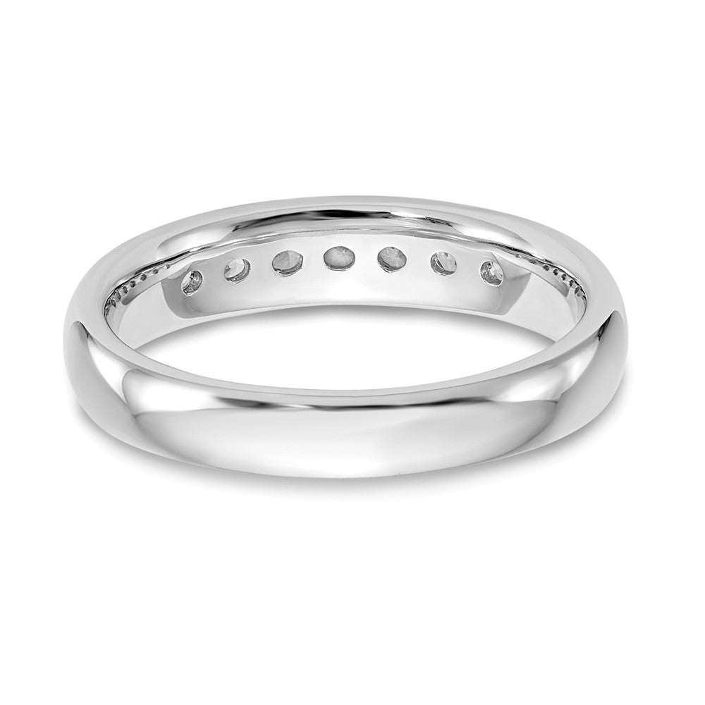14K Weißgold Ehering mit 7 Diamanten in Kanalfassung