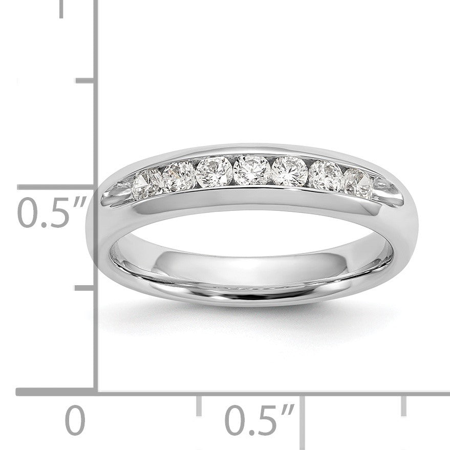 14K Weißgold Ehering mit 7 Diamanten in Kanalfassung