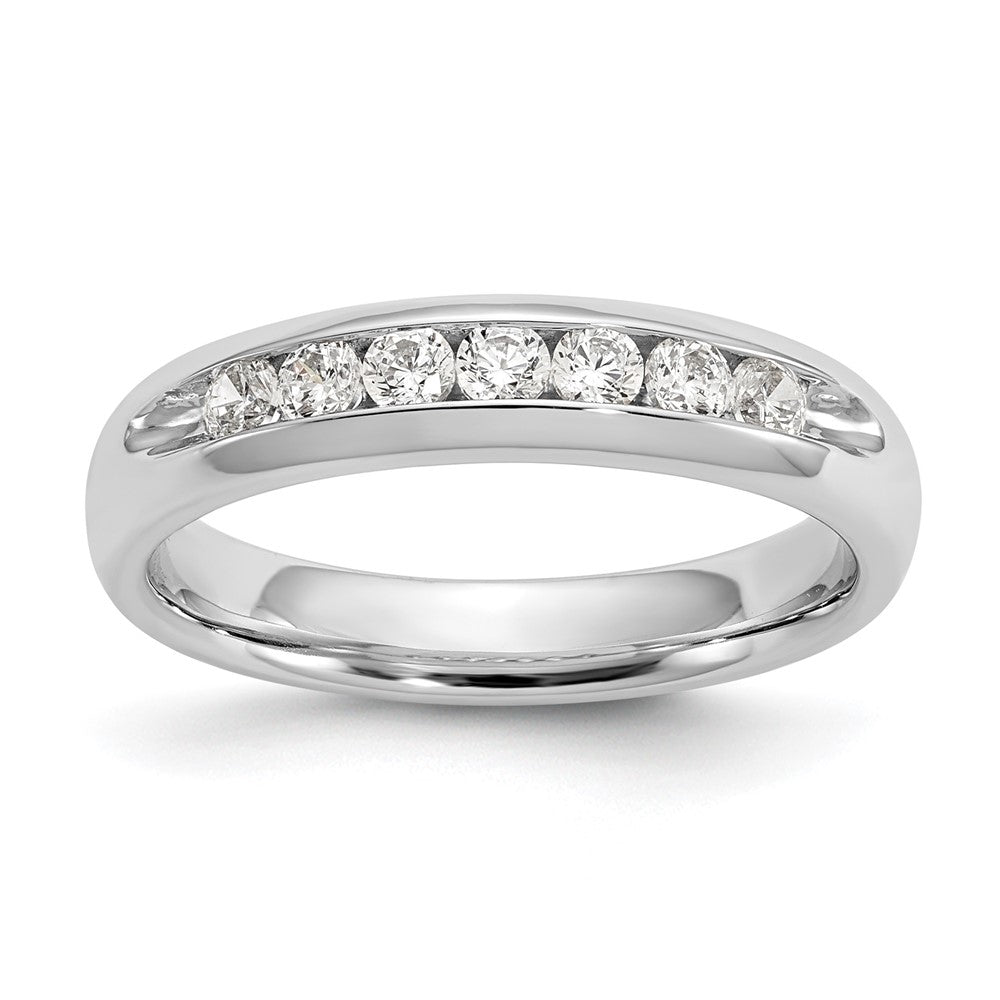 14K Weißgold Ehering mit 7 Diamanten in Kanalfassung