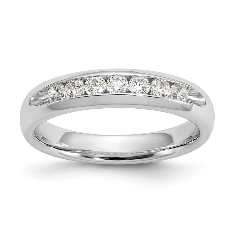 14K Weißgold Ehering mit 7 Diamanten in Kanalfassung
