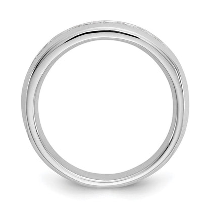 14K Weißgold Ehering mit 7 Diamanten in Kanalfassung