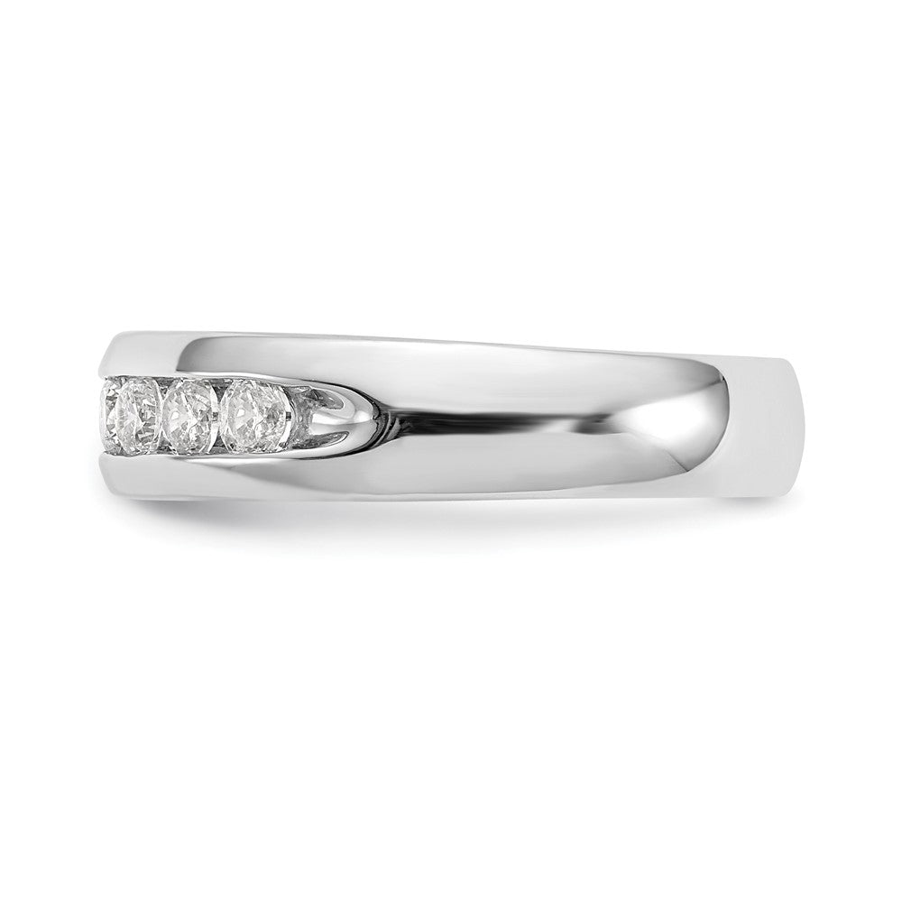 14K Weißgold Ehering mit 7 Diamanten in Kanalfassung