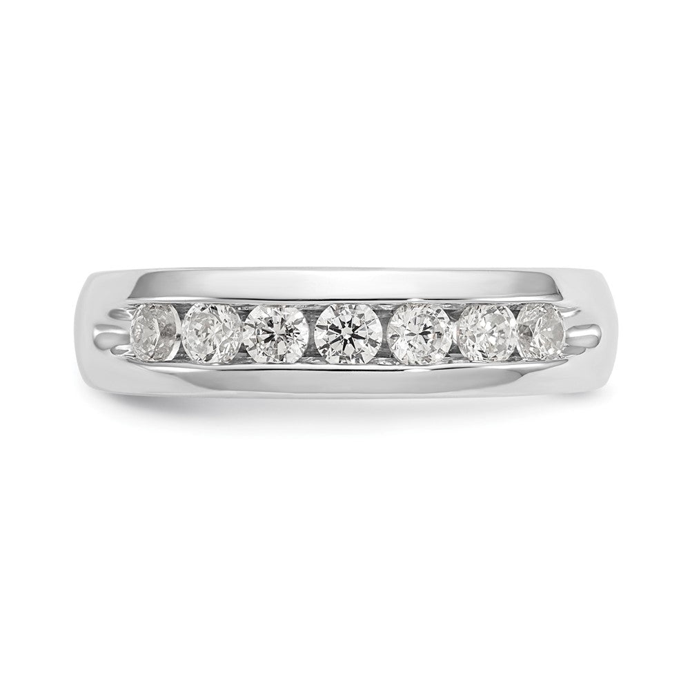 14K Weißgold Ehering mit 7 Diamanten in Kanalfassung