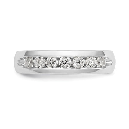 14K Weißgold Ehering mit 7 Diamanten in Kanalfassung