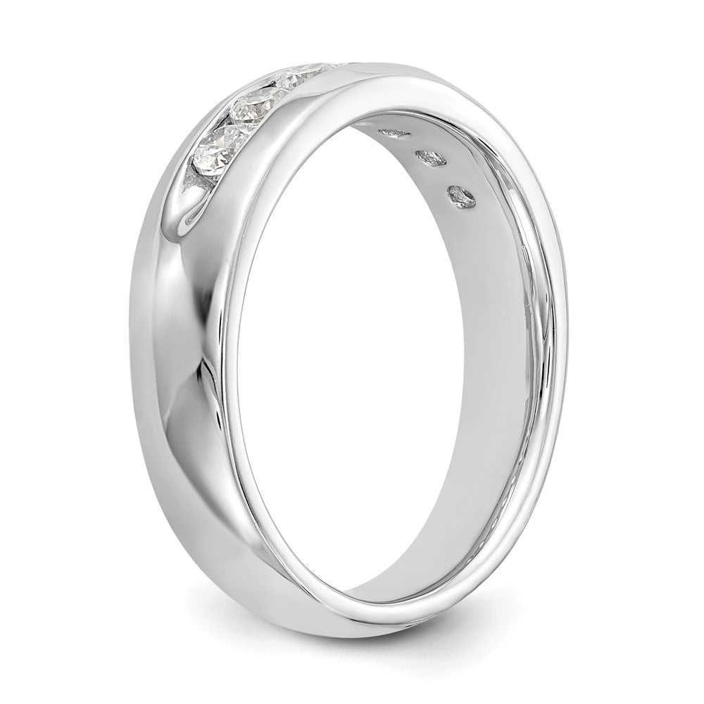 14K Weißgold Ehering mit 7 Diamanten in Kanalfassung