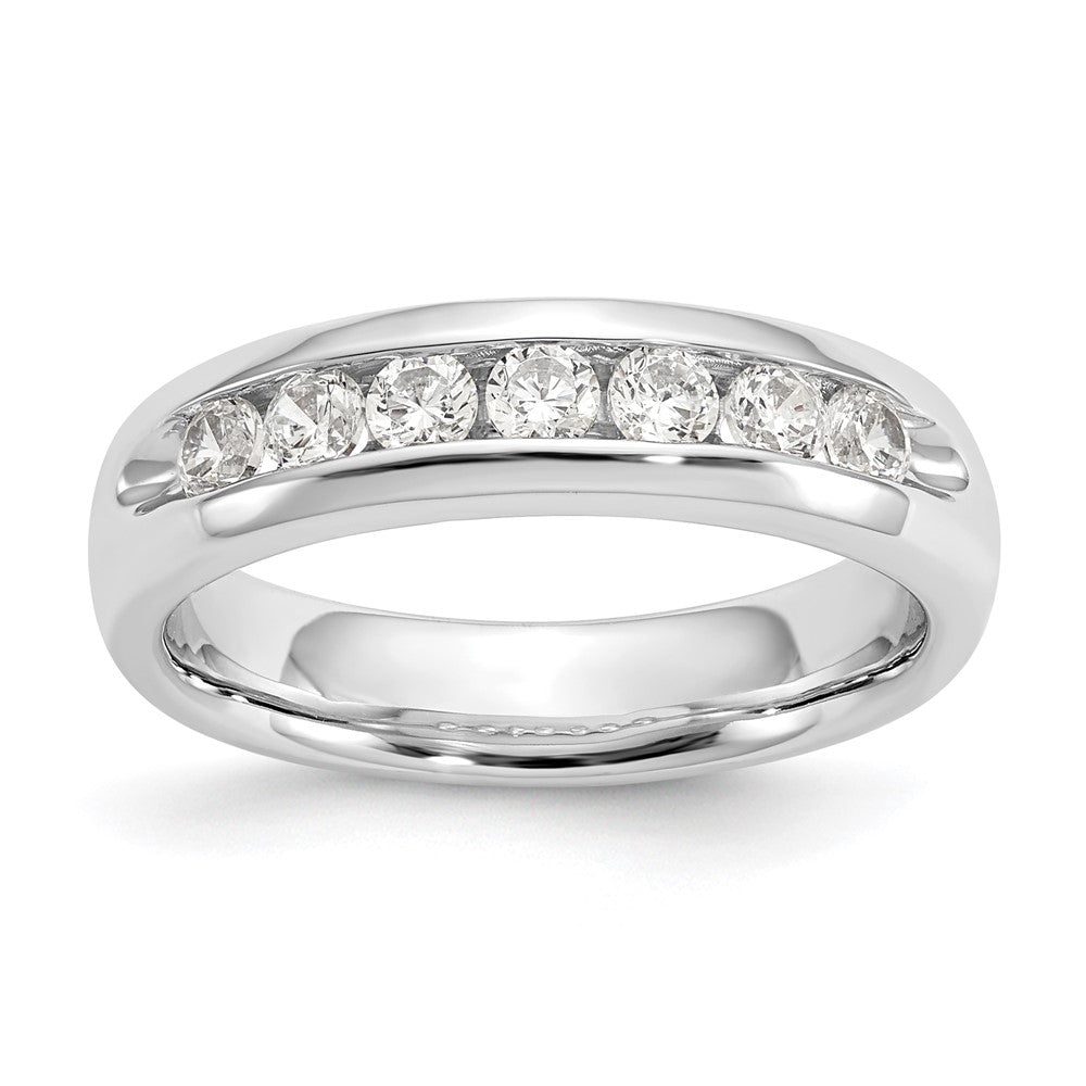 14K Weißgold Ehering mit 7 Diamanten in Kanalfassung