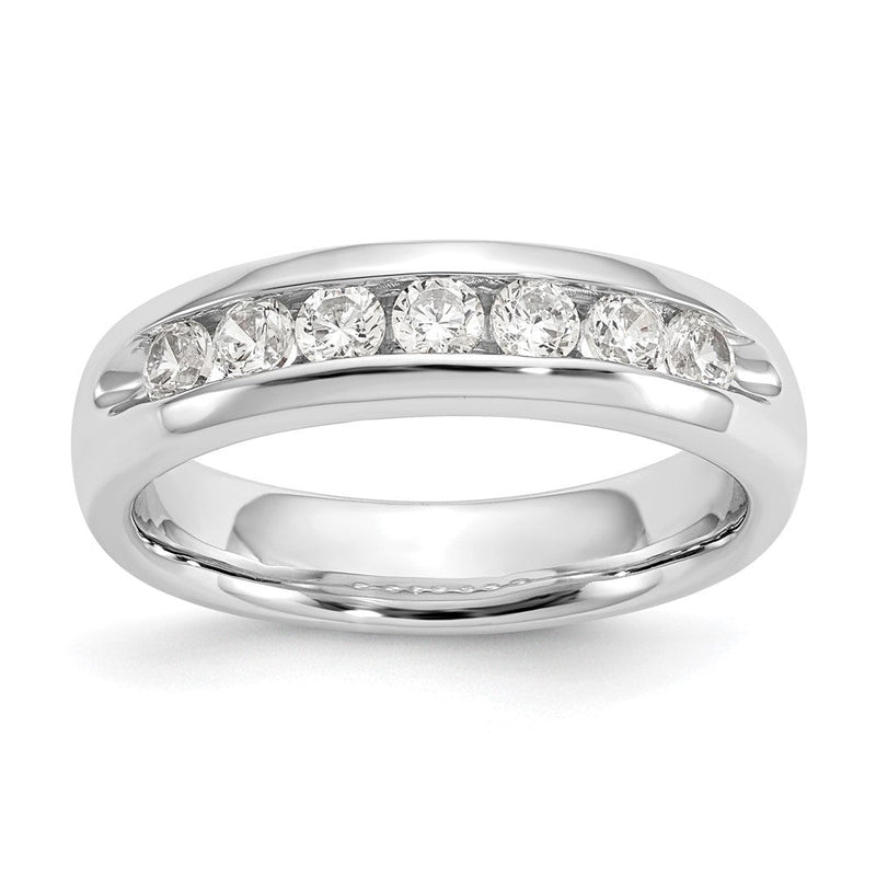 14K Weißgold Ehering mit 7 Diamanten in Kanalfassung
