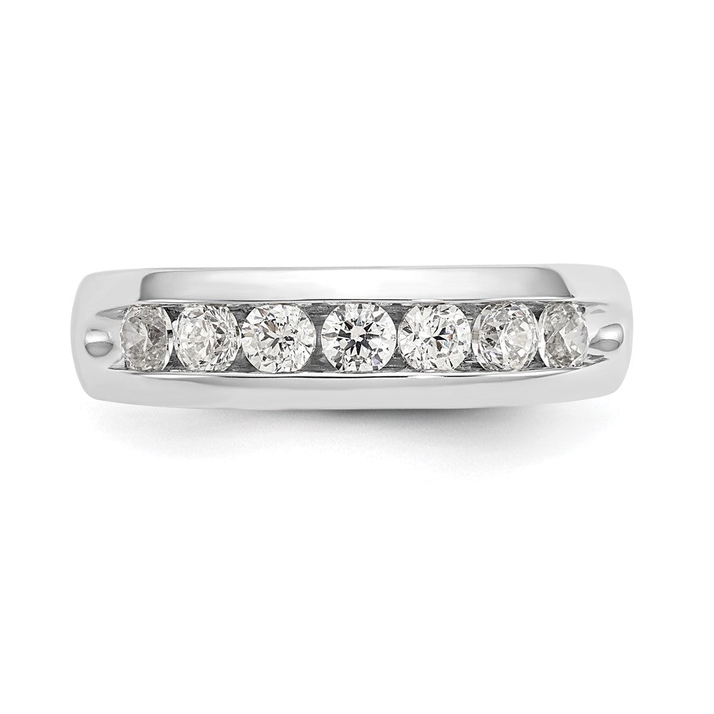 14K Weißgold Ring mit 7 natürlichen Diamanten in Kanalfassung