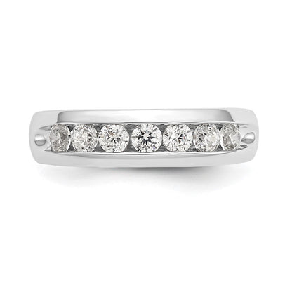 14K Weißgold Ring mit 7 natürlichen Diamanten in Kanalfassung