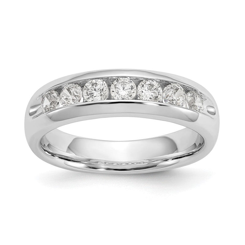 14K Weißgold Ring mit 7 natürlichen Diamanten in Kanalfassung