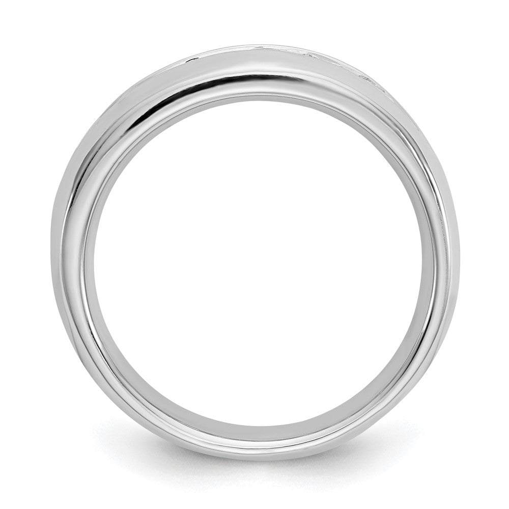 14K Weißgold Ehering mit Kanalfassung und 7 natürlichen Diamanten