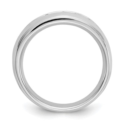 14K Weißgold Ehering mit Kanalfassung und 7 natürlichen Diamanten