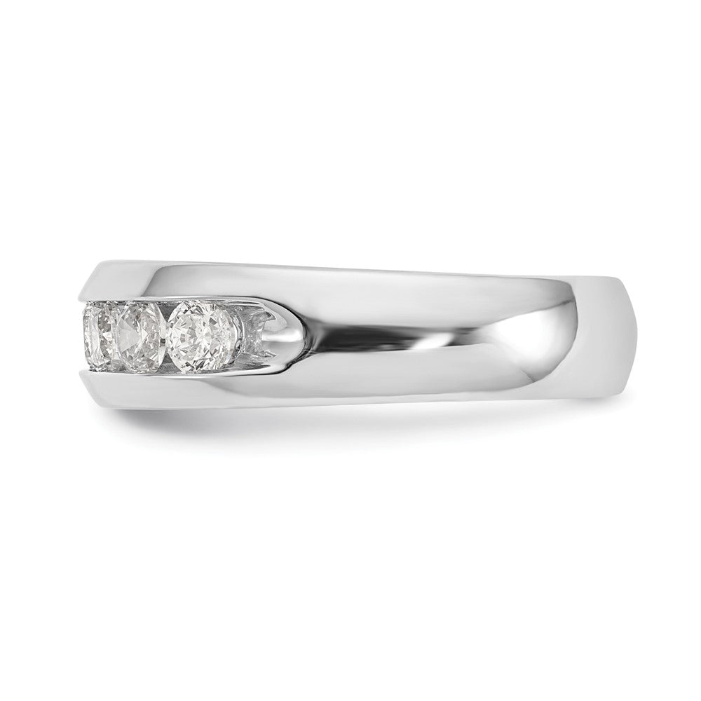 14K Weißgold Ehering mit Kanalfassung und 7 natürlichen Diamanten