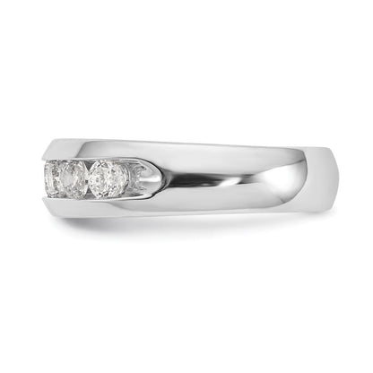 14K Weißgold Ehering mit Kanalfassung und 7 natürlichen Diamanten