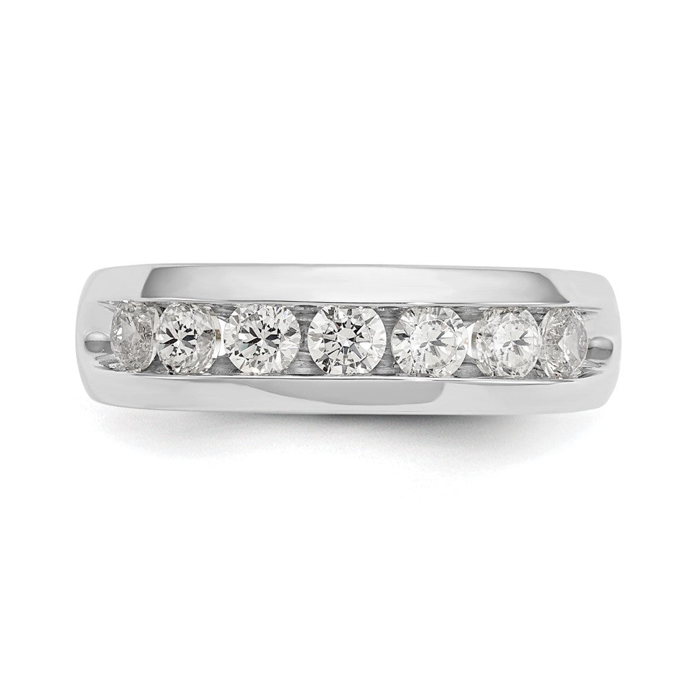 14K Weißgold Ehering mit Kanalfassung und 7 natürlichen Diamanten