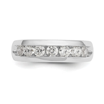 14K Weißgold Ehering mit Kanalfassung und 7 natürlichen Diamanten