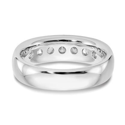 14K Weißgold Ehering mit Kanalfassung und 7 natürlichen Diamanten