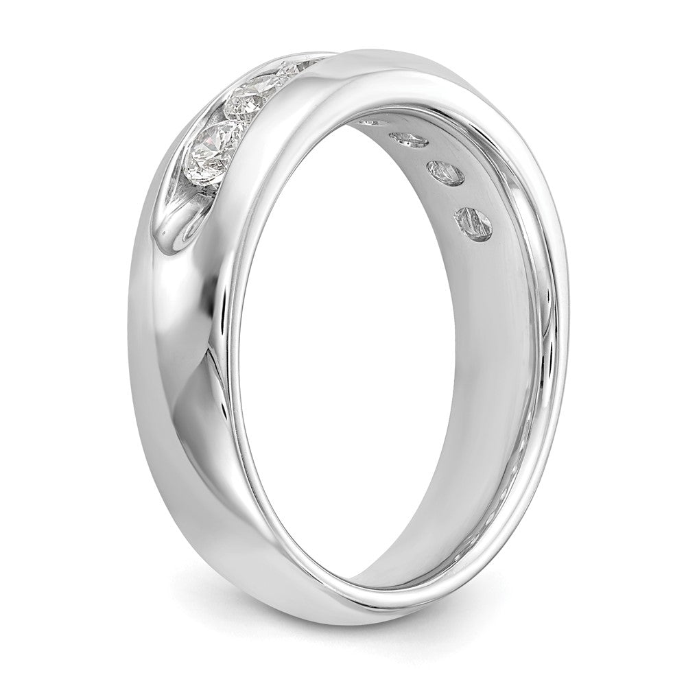 14K Weißgold Ehering mit Kanalfassung und 7 natürlichen Diamanten