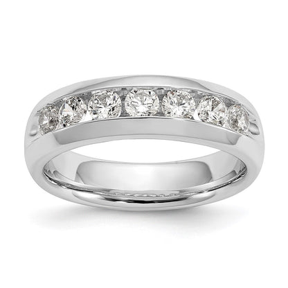 14K Weißgold Ehering mit Kanalfassung und 7 natürlichen Diamanten