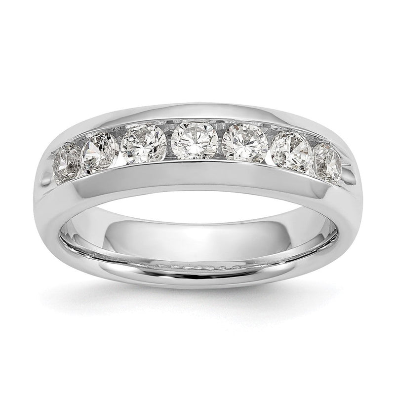 14K Weißgold Ehering mit Kanalfassung und 7 natürlichen Diamanten