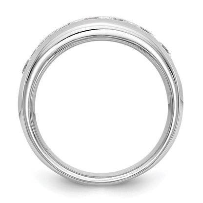 14K Weißgold Ehering mit 7 Diamanten in Kanalfassung