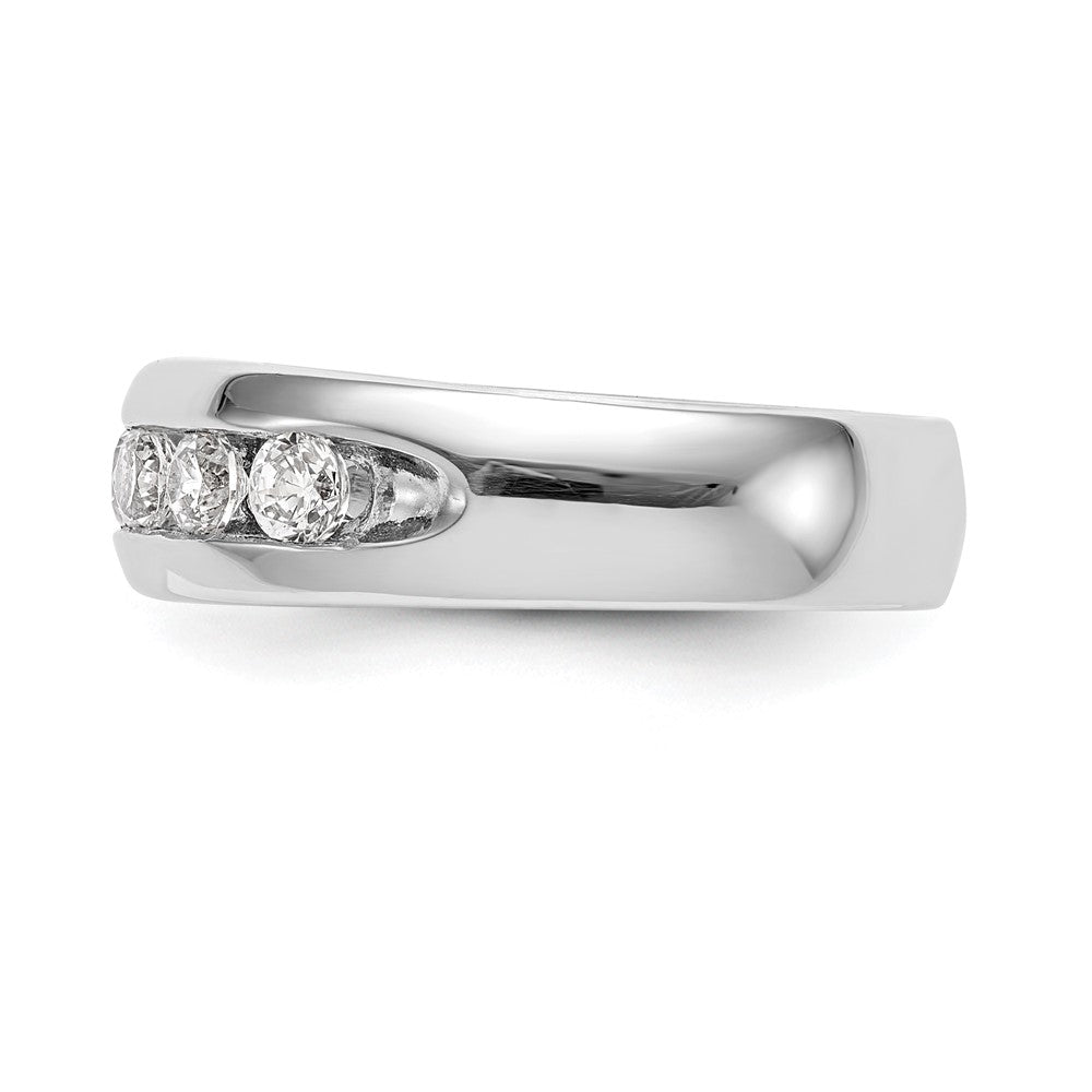 14K Weißgold Ehering mit 7 Diamanten in Kanalfassung