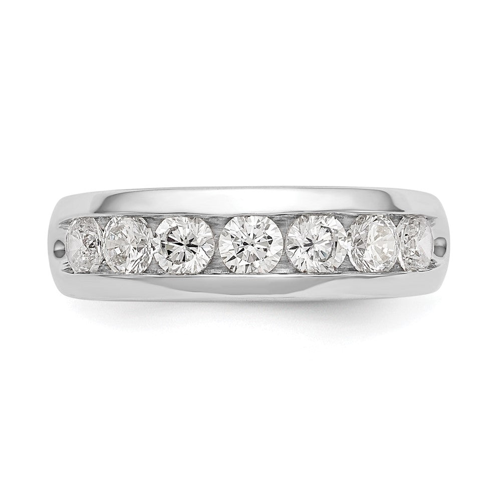 14K Weißgold Ehering mit 7 Diamanten in Kanalfassung