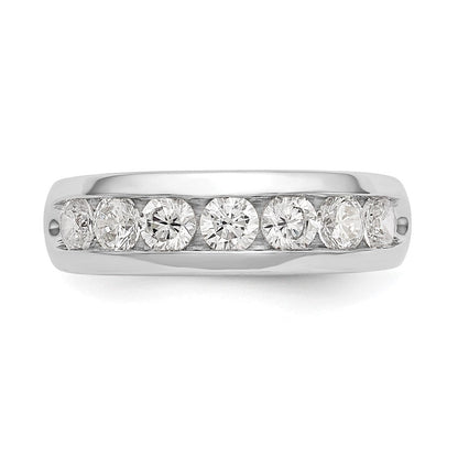 14K Weißgold Ehering mit 7 Diamanten in Kanalfassung