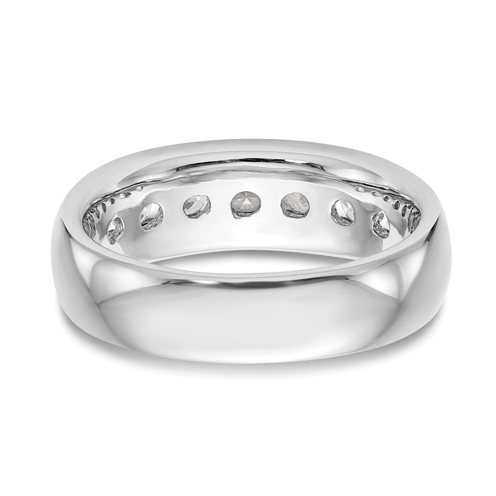 14K Weißgold Ehering mit 7 Diamanten in Kanalfassung