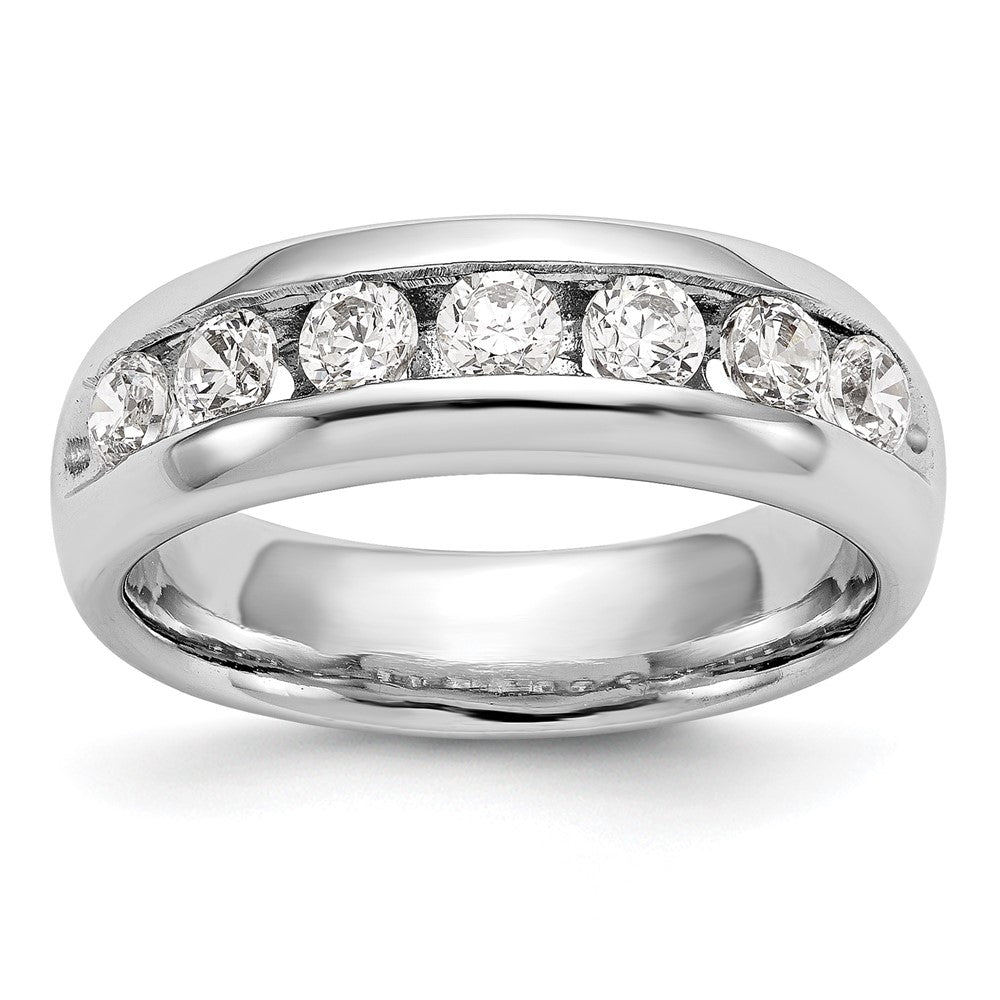 14K Weißgold Ehering mit 7 Diamanten in Kanalfassung