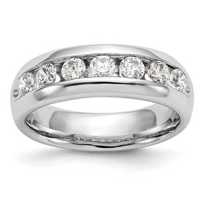 14K Weißgold Ehering mit 7 Diamanten in Kanalfassung
