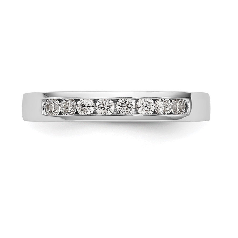 14K Weißgold Ehering mit 8 natürlichen Diamanten in Kanalfassung