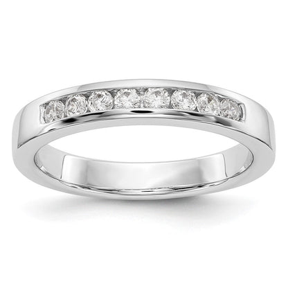 14K Weißgold Ehering mit 8 natürlichen Diamanten in Kanalfassung