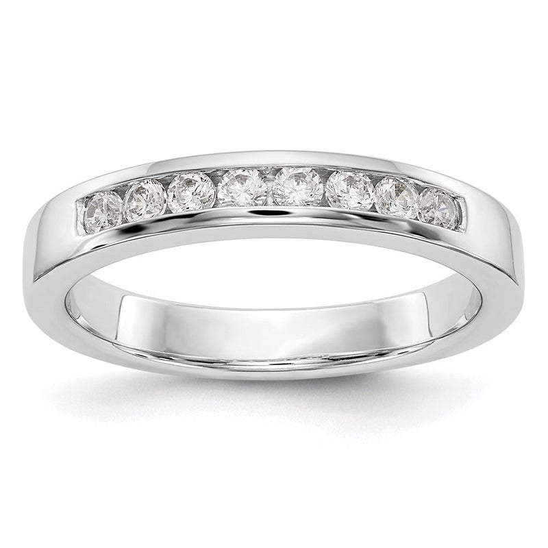 14K Weißgold Ehering mit 8 natürlichen Diamanten in Kanalfassung