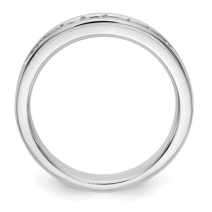 14K Weißgold Ehering mit 8 Diamanten in Kanalfassung