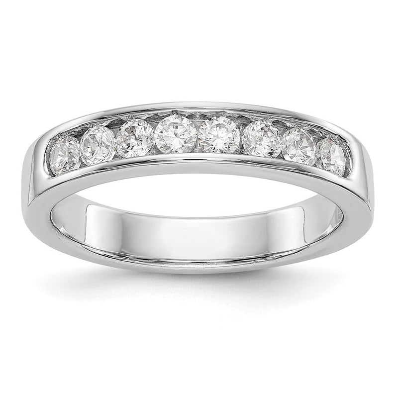 14K Weißgold Ehering mit 8 Diamanten in Kanalfassung