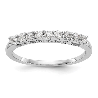 14K Weißgold Ehering mit 9 Diamanten in Krappenfassung, 0,33K, komplett besetzt, Rund-Diamanten