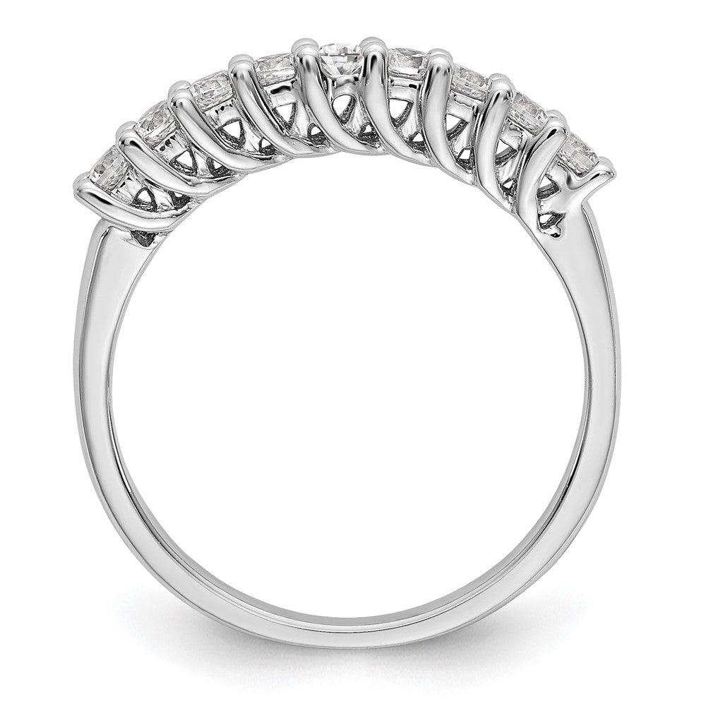 14K Weißgold Ring mit gemeinsamer Krappenfassung, 9 Diamanten, 0,5K komplett besetzte runde Diamanten
