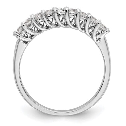 14K Weißgold Ring mit gemeinsamer Krappenfassung, 9 Diamanten, 0,5K komplett besetzte runde Diamanten