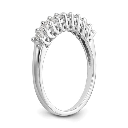 14K Weißgold Ring mit gemeinsamer Krappenfassung, 9 Diamanten, 0,5K komplett besetzte runde Diamanten