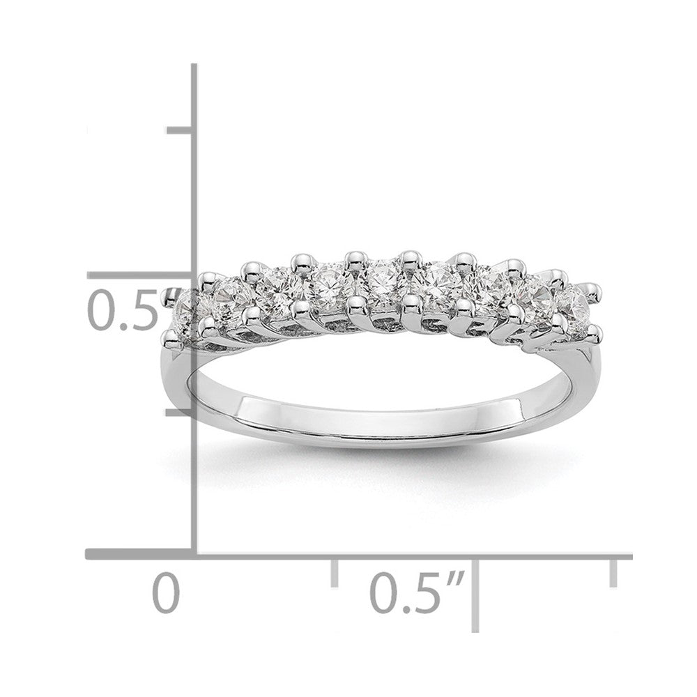 14K Weißgold Ring mit gemeinsamer Krappenfassung, 9 Diamanten, 0,5K komplett besetzte runde Diamanten
