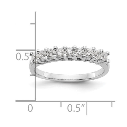 14K Weißgold Ring mit gemeinsamer Krappenfassung, 9 Diamanten, 0,5K komplett besetzte runde Diamanten